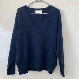 Ba&sh. Size 3. Navy blue 100% Cashmere Sweater. Zipper on sides. *Needs mending*